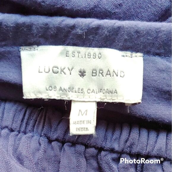 (5 for $25.)…Lucky Brand violet blue cotton off shoulder ruffle crop top - Picture 2 of 6